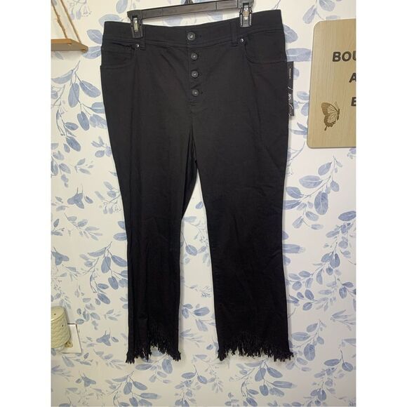 INC Distressed Denim Angled Mop Hem Black Pants Size 12 NWT - Picture 2 of 8